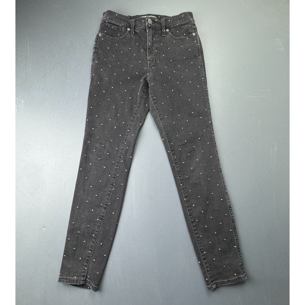 Madewell Women's 28 Black Polka Dot High Rise Skinny Stretch Jeans Denim Casual